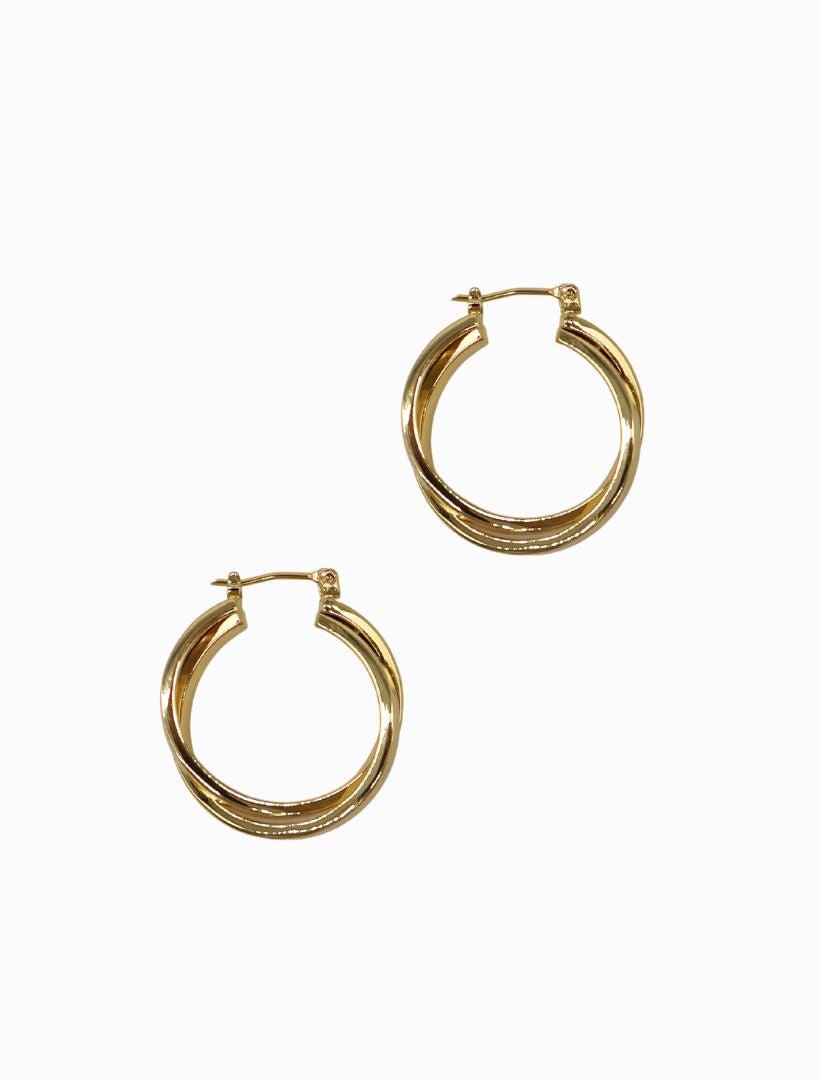 side view of gold double hoop earring - zjoosh