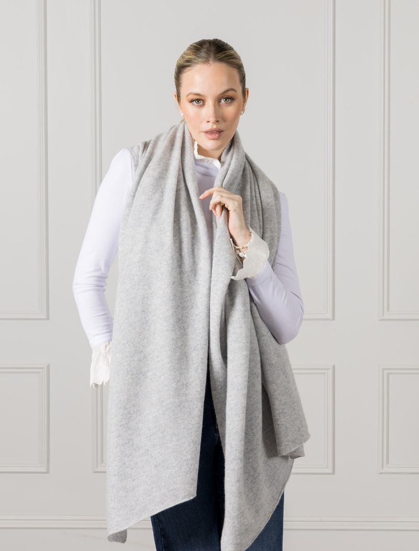 Cashmere Double Width Scarf Grey