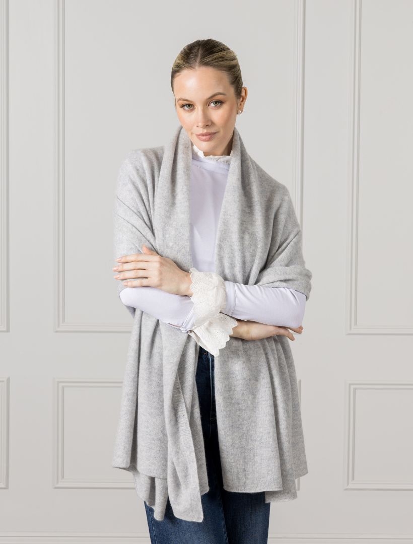 Cashmere Double Width Scarf Grey