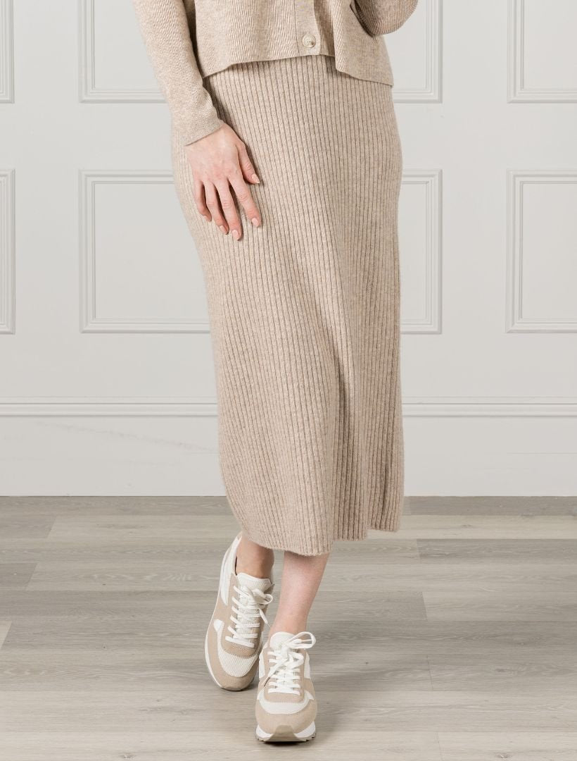 Eden Rib Skirt Oatmeal - FINAL SALE - Zjoosh