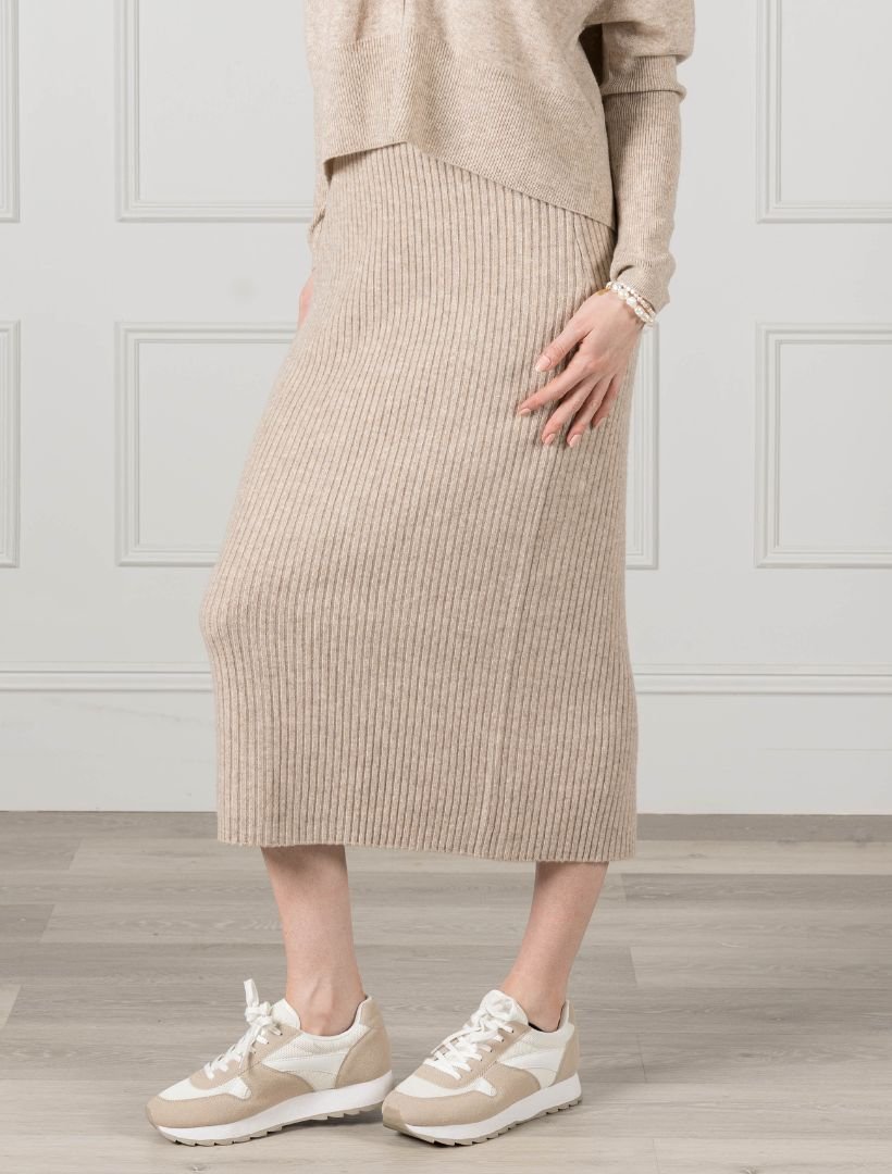 Eden Rib Skirt Oatmeal - FINAL SALE - Zjoosh