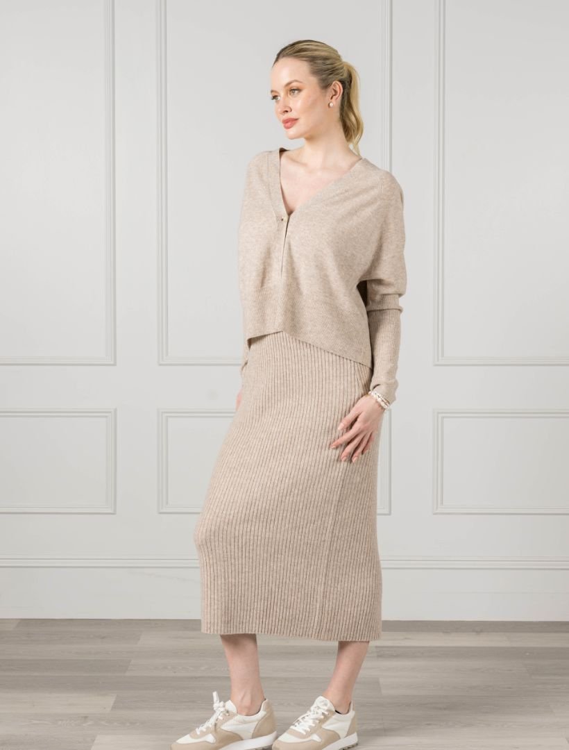 Eden Rib Skirt Oatmeal - FINAL SALE - Zjoosh