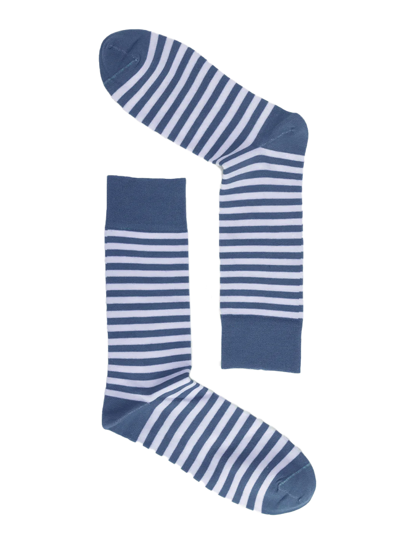 Washed Navy White Stripes Socks