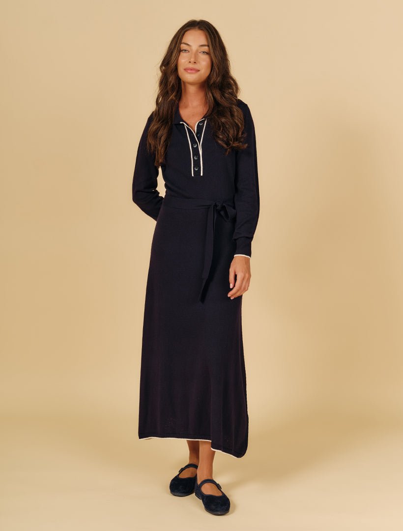 Ellena Knit Dress Navy - Zjoosh