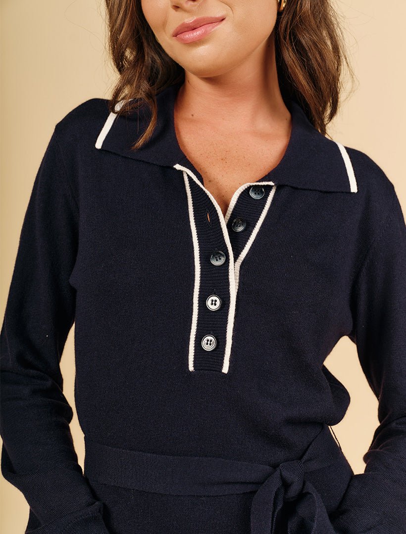 Ellena Knit Dress Navy - Zjoosh
