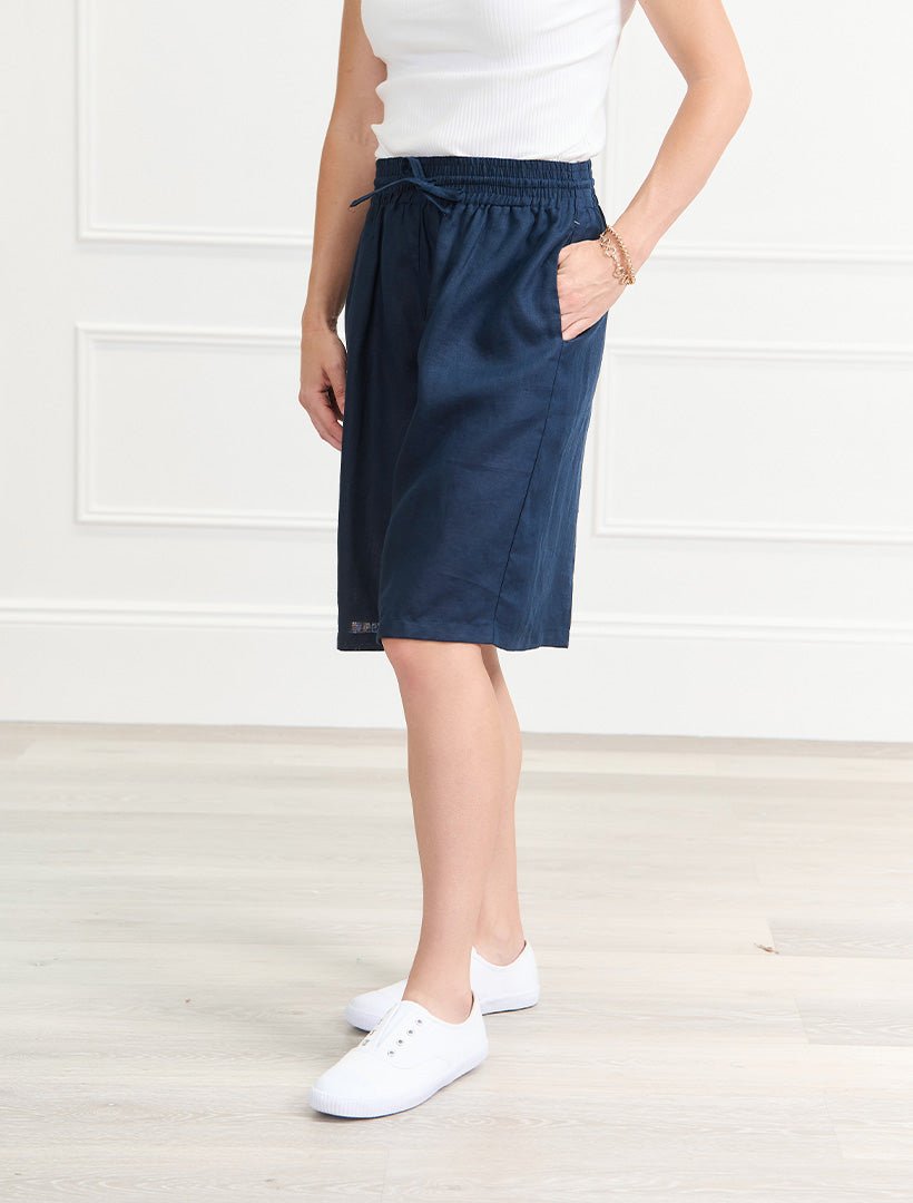 Elouise Linen Short Navy - FINAL SALE - Zjoosh