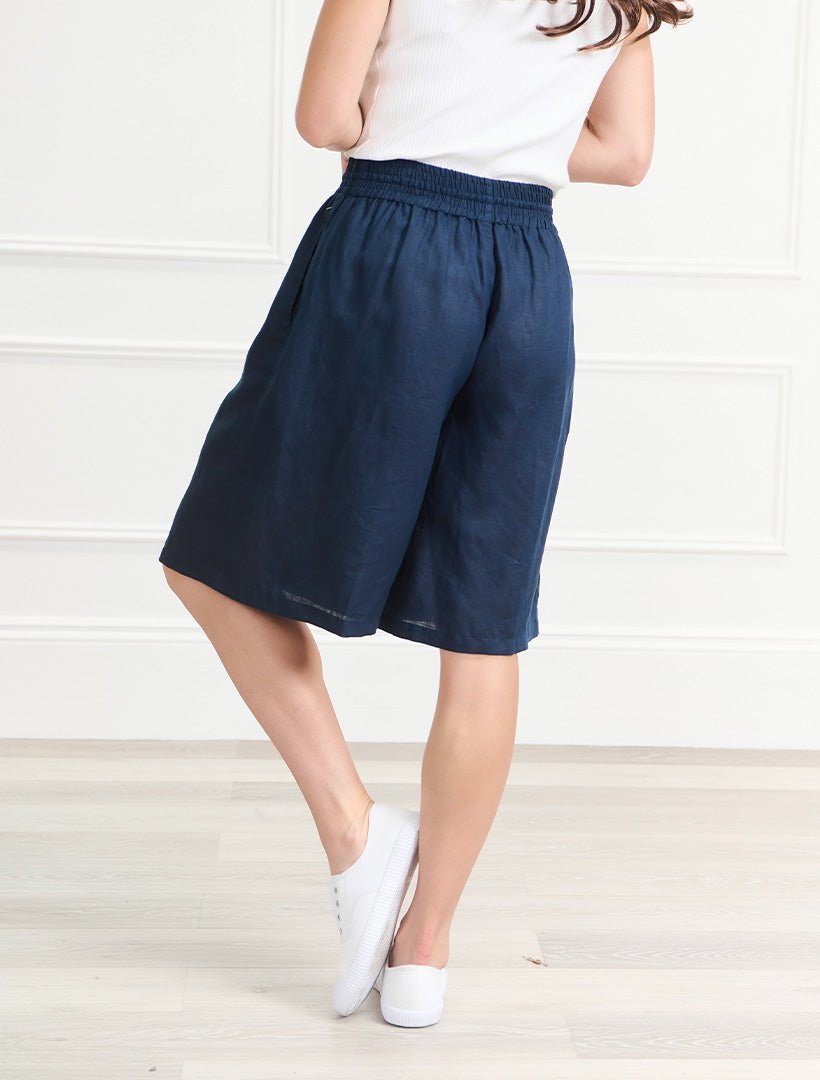 Elouise Linen Short Navy - FINAL SALE - Zjoosh