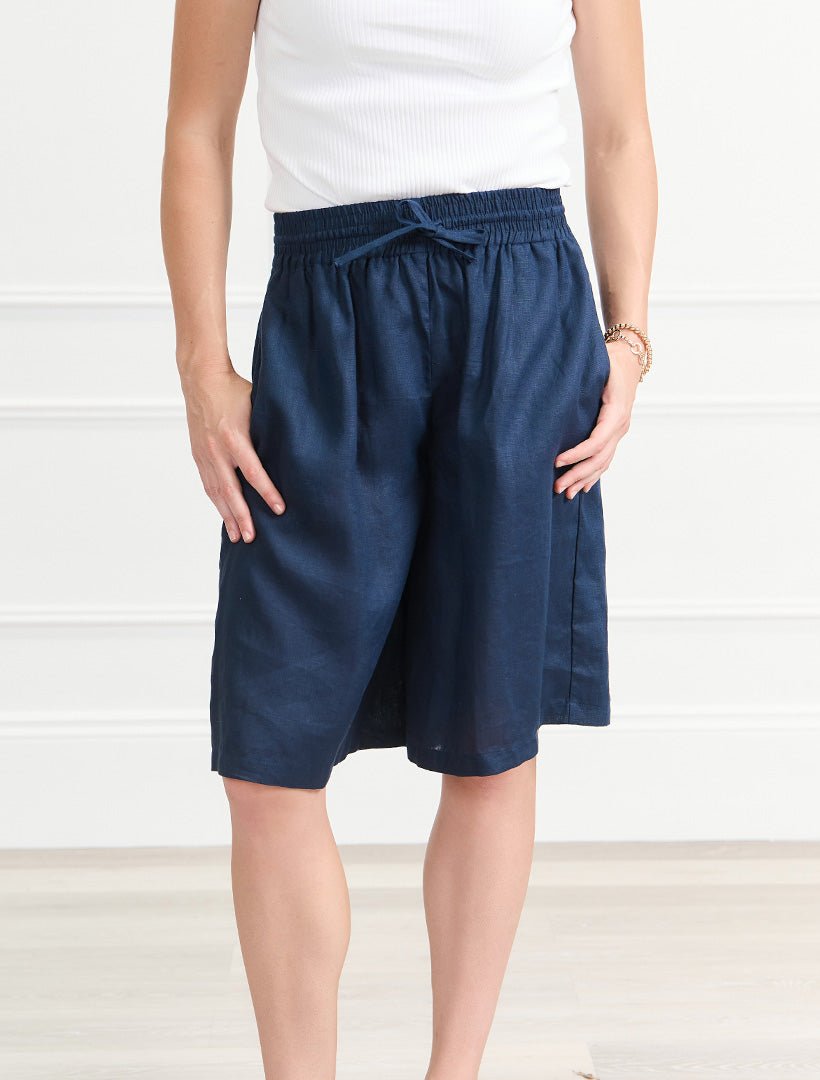 Elouise Linen Short Navy - FINAL SALE - Zjoosh