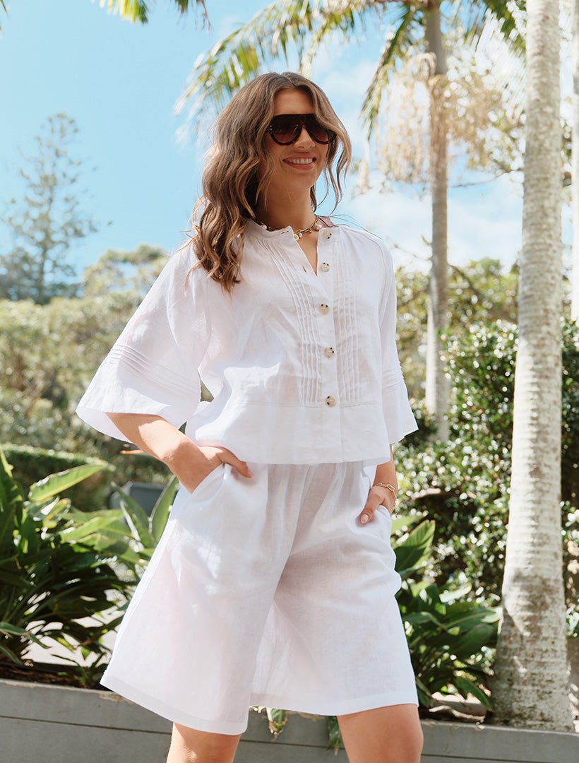 Harriet Linen Shacket White - FINAL SALE - Zjoosh
