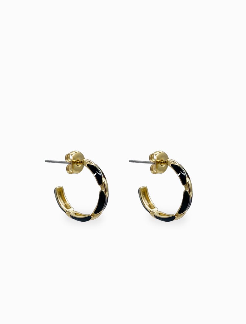 Enamel and Crystal Hoops Navy - Zjoosh
