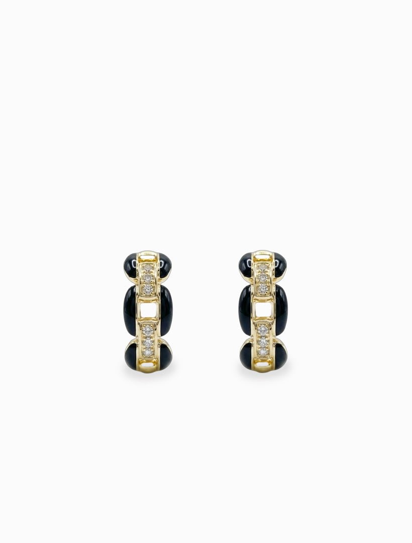 Enamel and Crystal Hoops Navy - Zjoosh