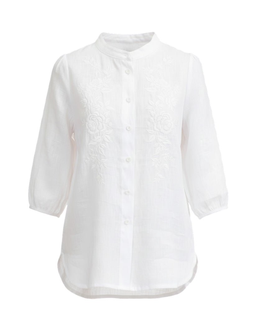 Evie Embroidery Linen Shirt White - FINAL SALE - Zjoosh