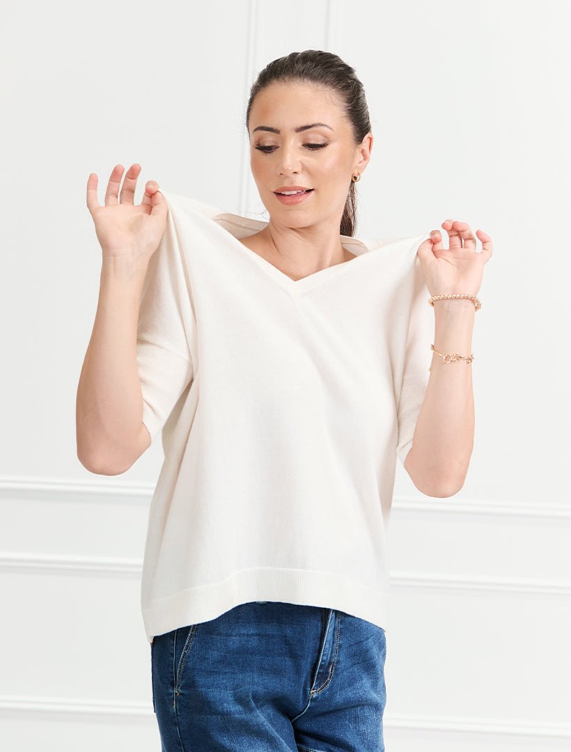 Felicity Knit Jumper White - FINAL SALE - Zjoosh