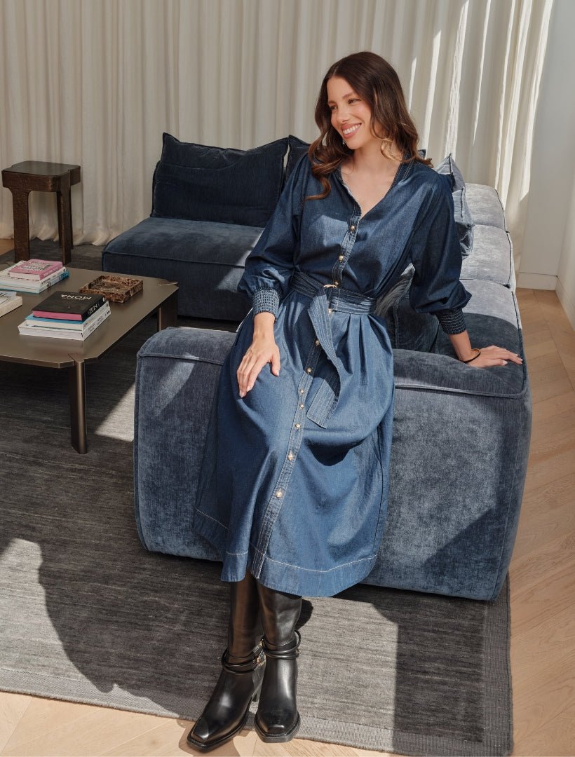 Fleur Denim Dress Indigo - Zjoosh