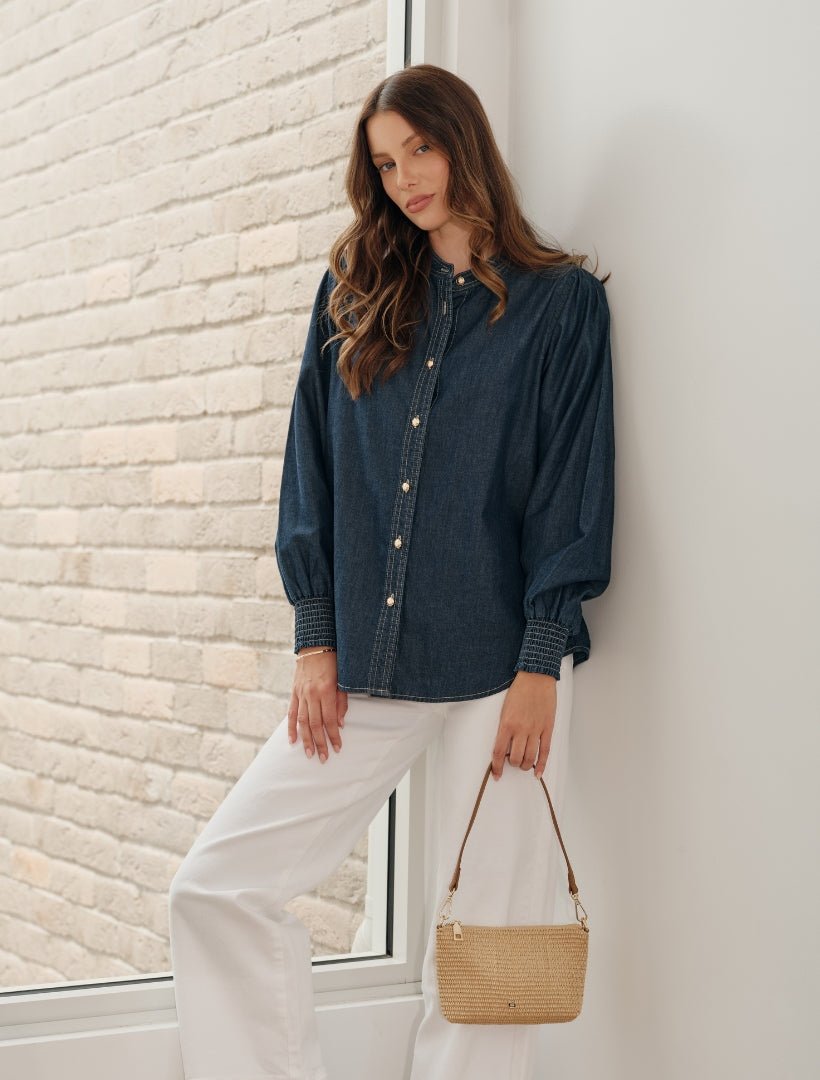 Fleur Denim Shirt Indigo - Zjoosh