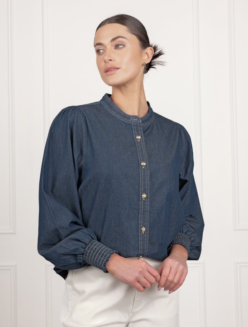 Fleur Denim Shirt Indigo - Zjoosh