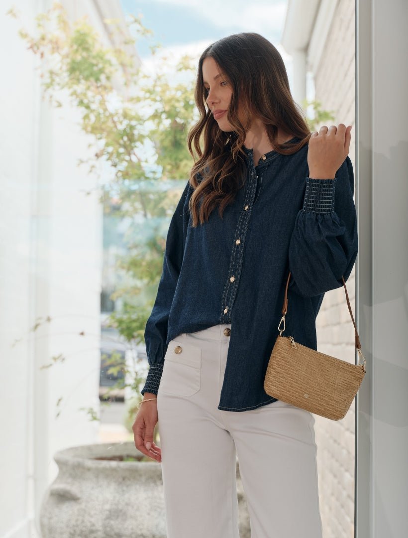 Fleur Denim Shirt Indigo - Zjoosh