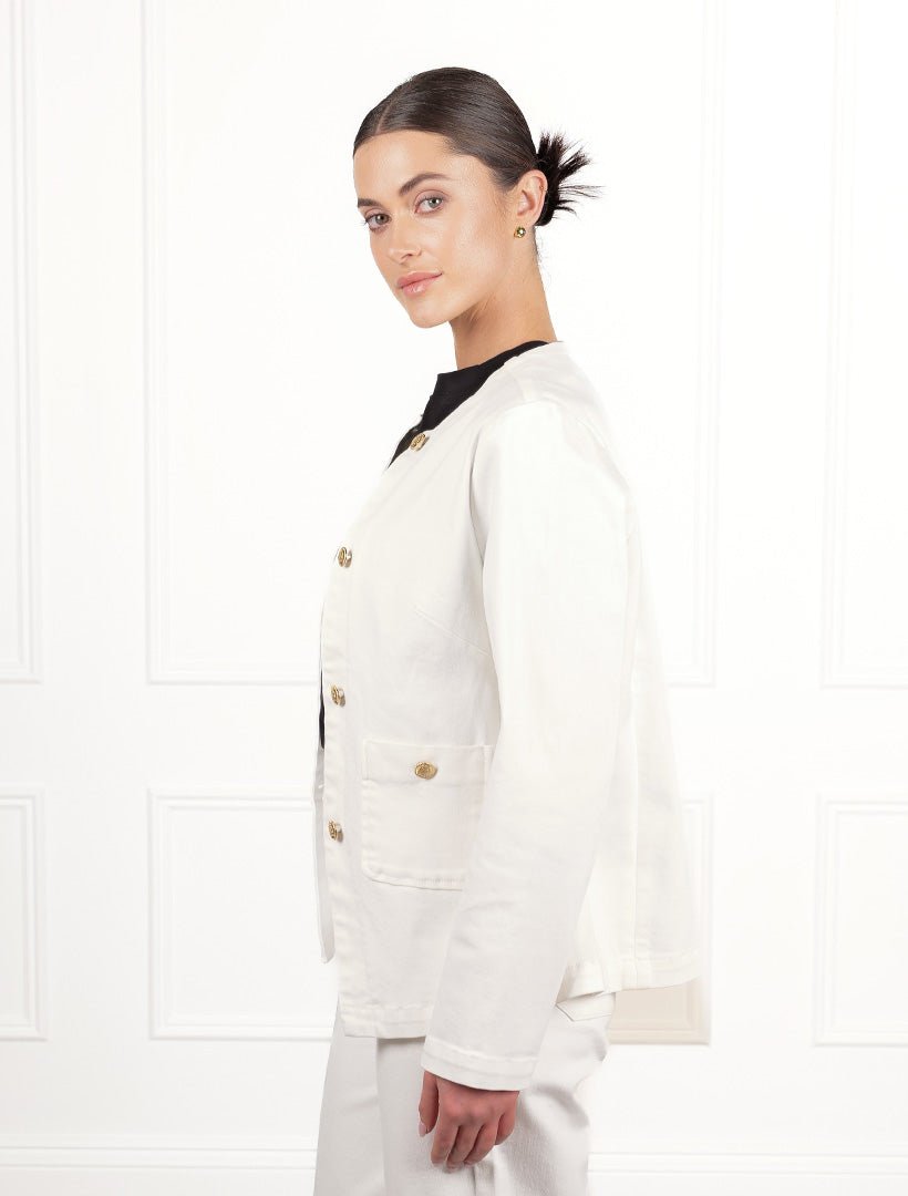 Florence Denim Jacket White - Zjoosh