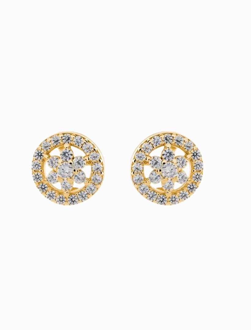 Flower Cubic Zirconia Studs Gold - Zjoosh