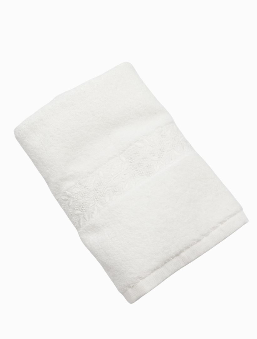 Flower Flourish Hand Towel White - Zjoosh