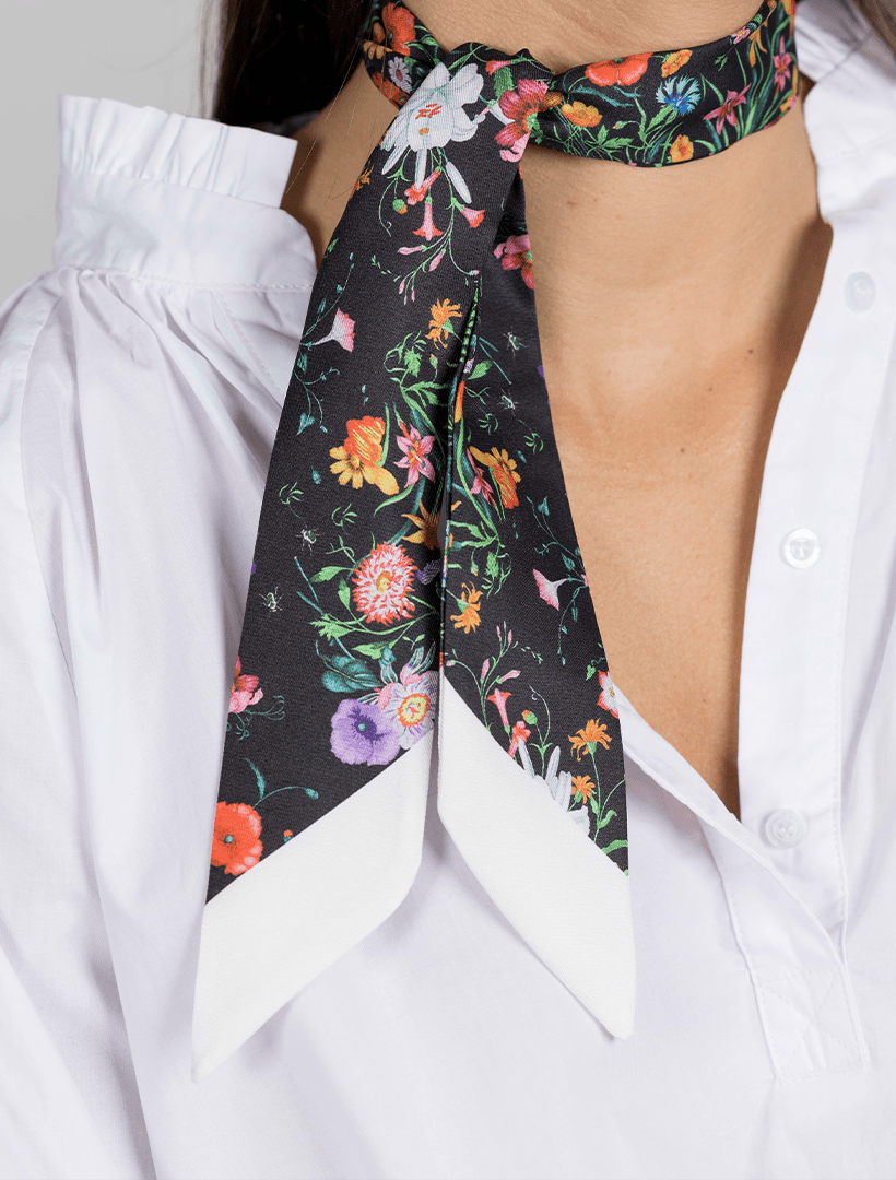 Flower Show Neck Scarf Black - Zjoosh