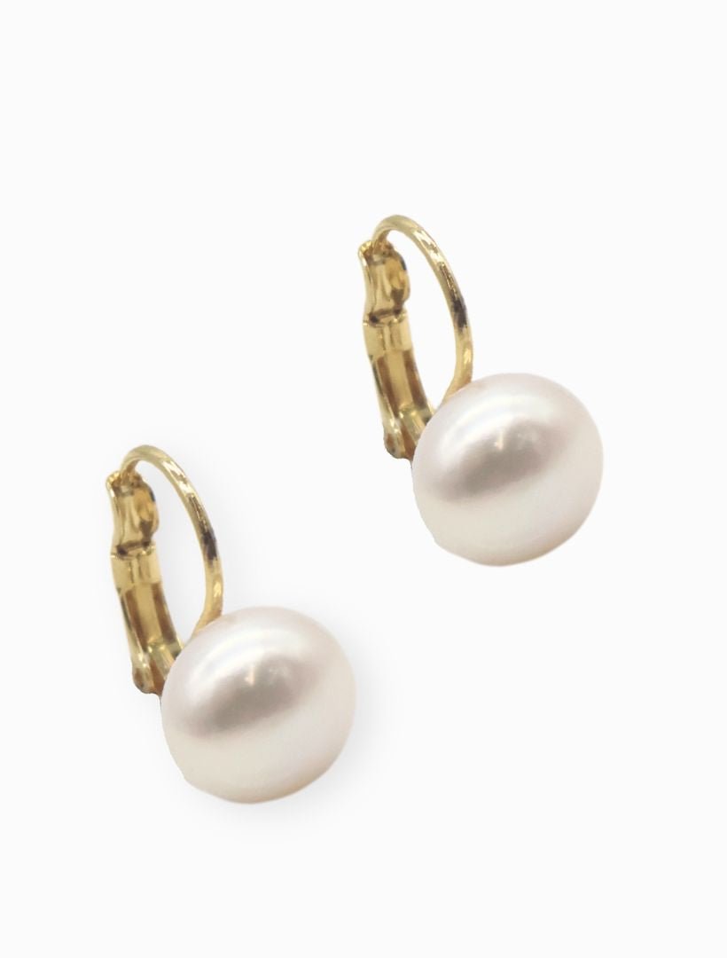 Side view of French Hook Pearls Gold - Zjoosh