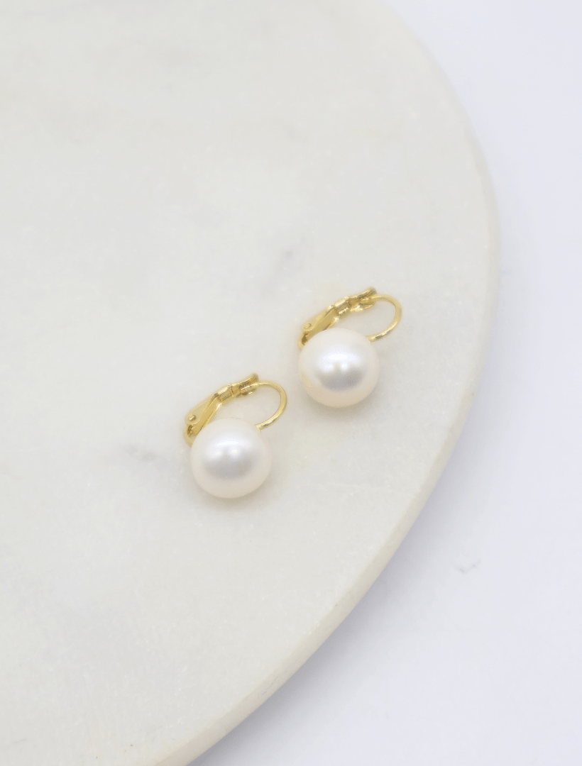 Side view of French Hook Pearls Gold - Zjoosh