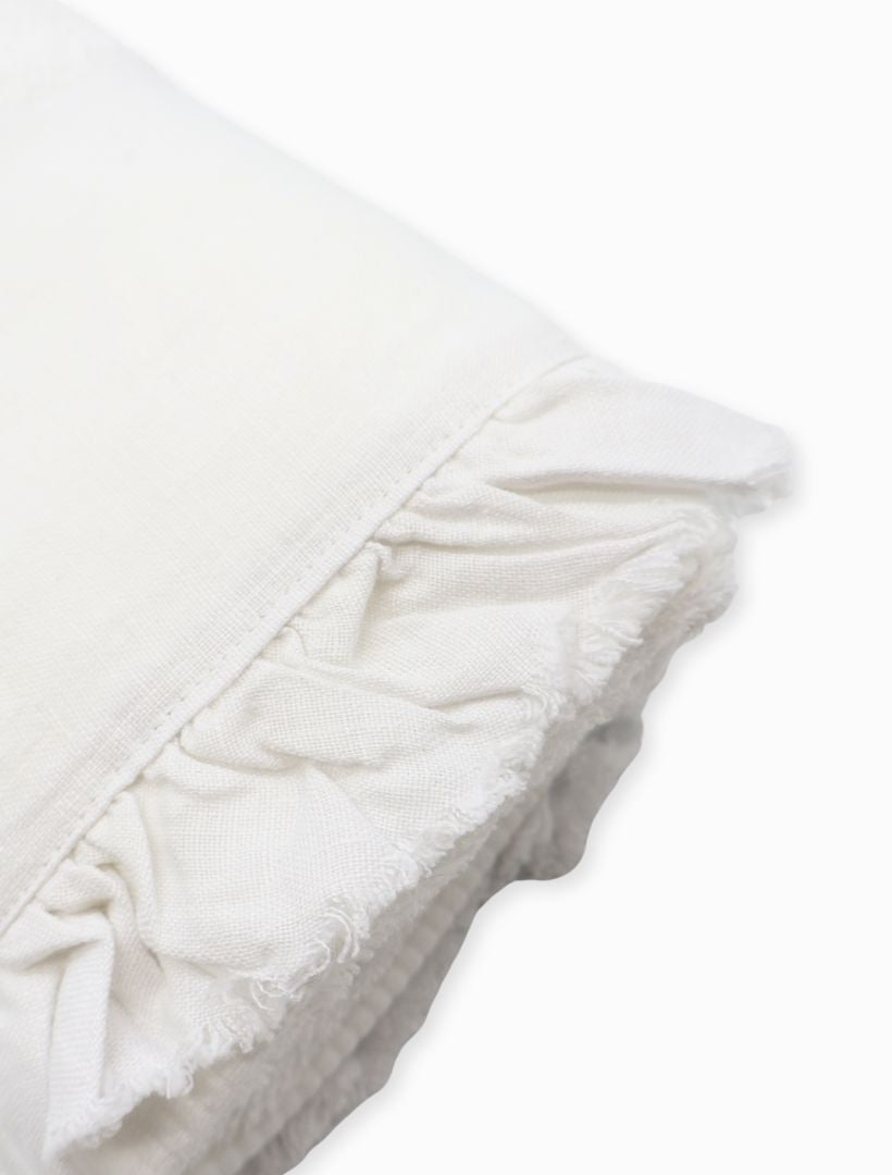 French Linen Ruffle Hand Towel White - Zjoosh