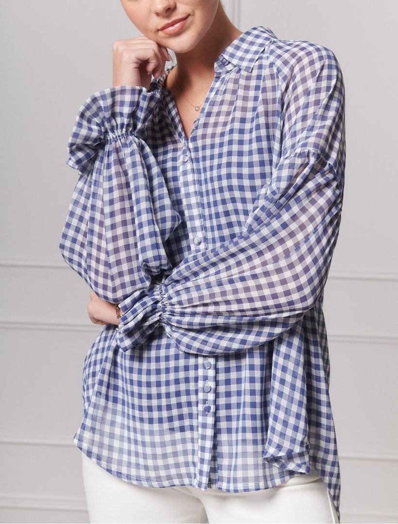 Gingham Jenny Shirt Navy - FINAL SALE - Zjoosh