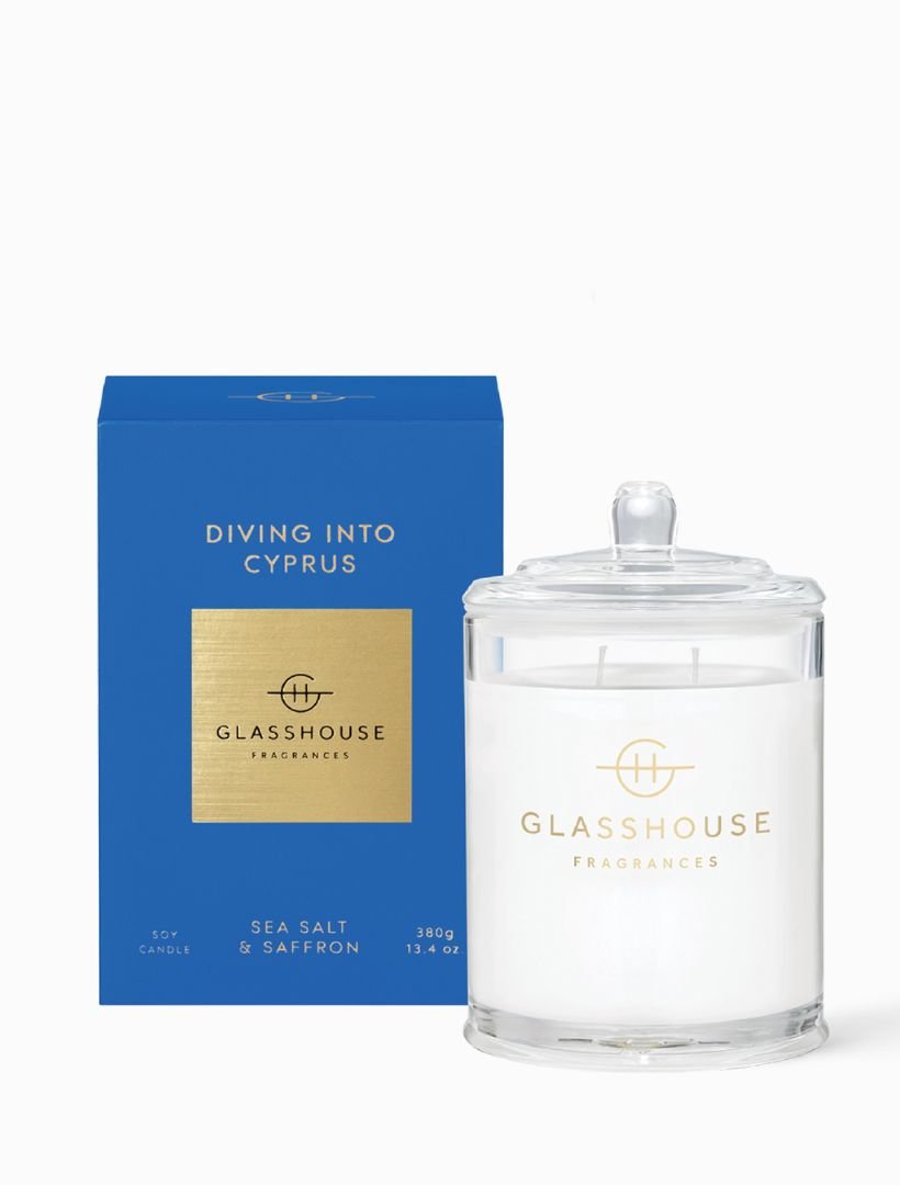 Glasshouse Fragrances Diving Into Cyprus Candle 380G - Zjoosh