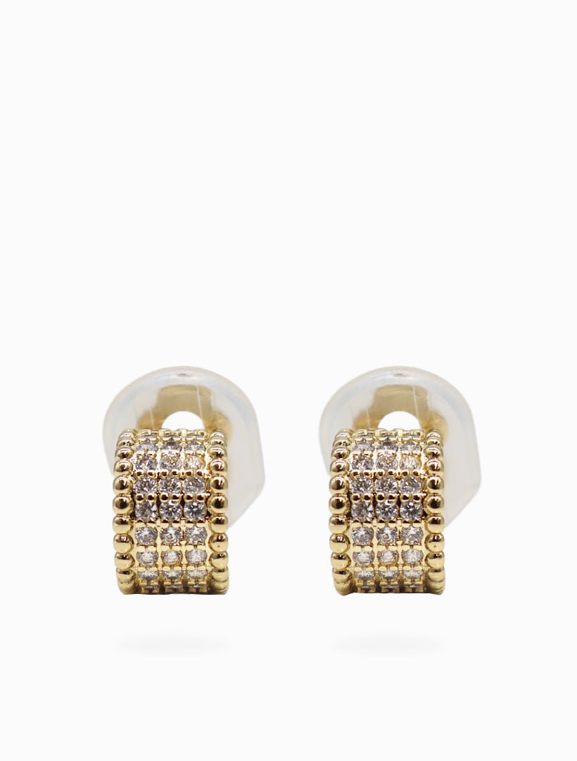 Gold and Crystal Half Hoop Clip Ons - Zjoosh