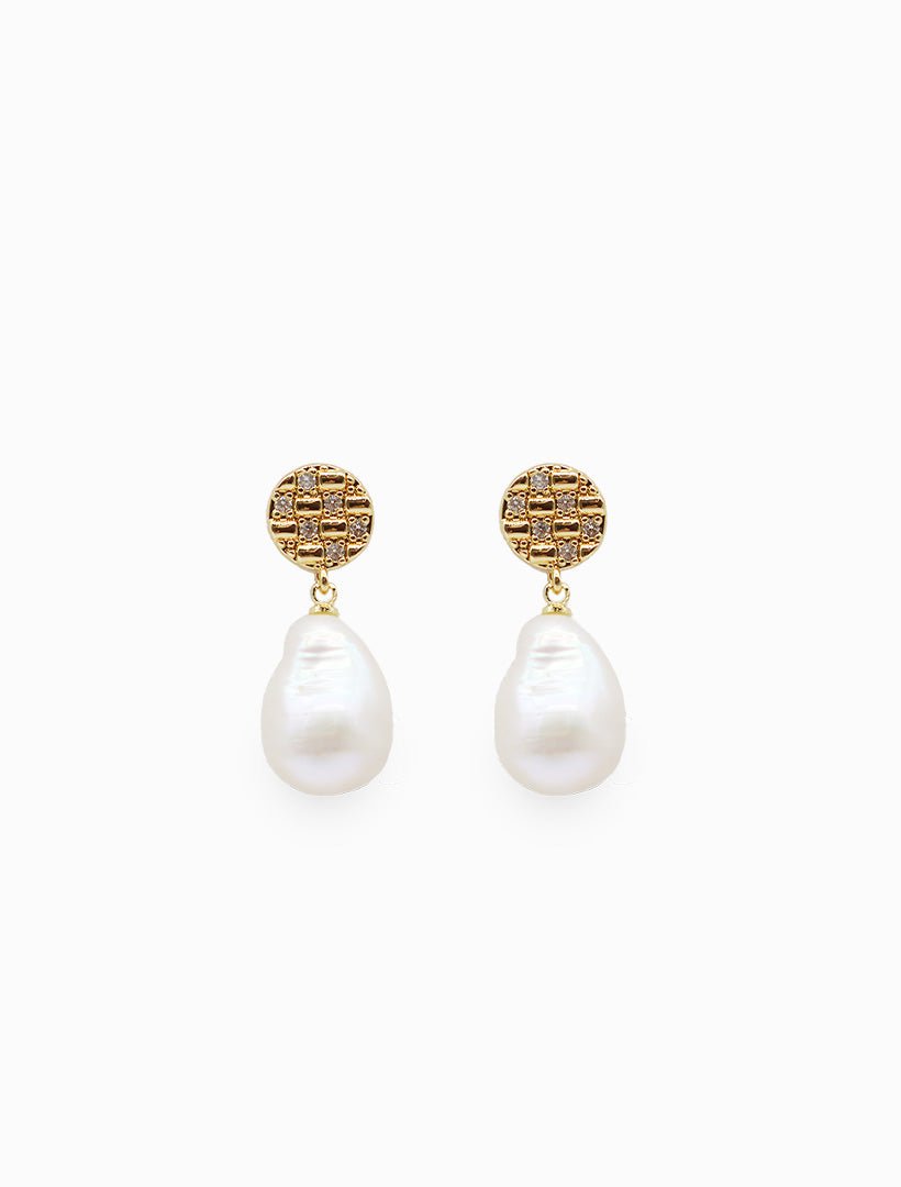 Gold and Crystal Pearl Drop Studs - Zjoosh