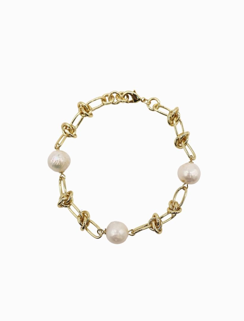 Gold Knot and Pearl Bracelet - Zjoosh