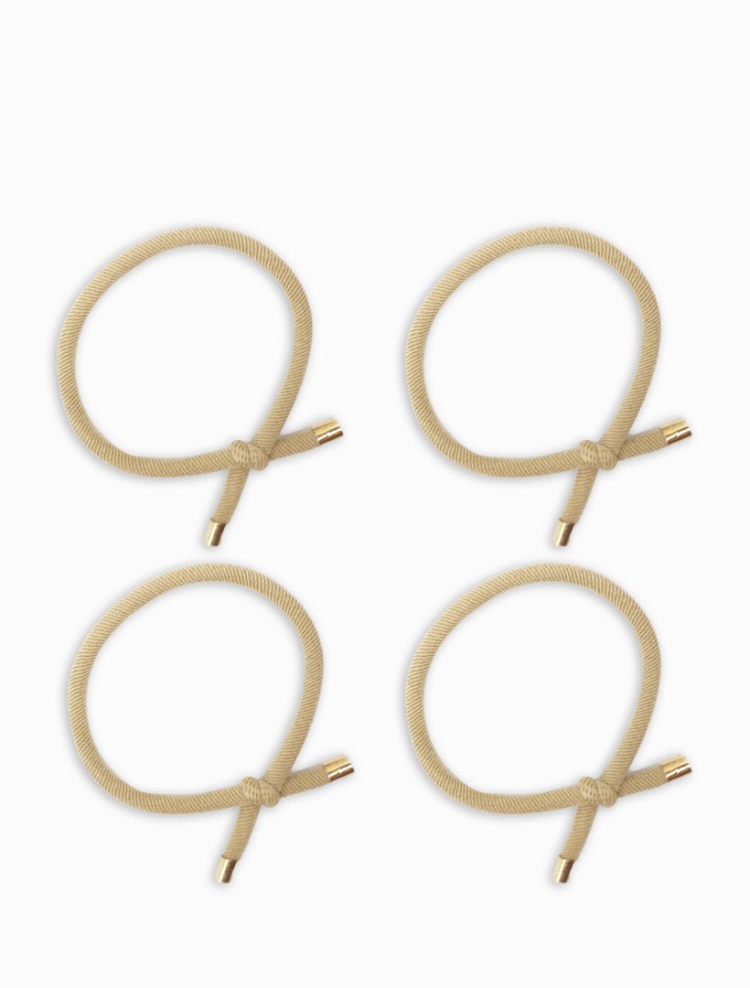 Gold Tip Hair Ties Pack of 4 Beige - Zjoosh