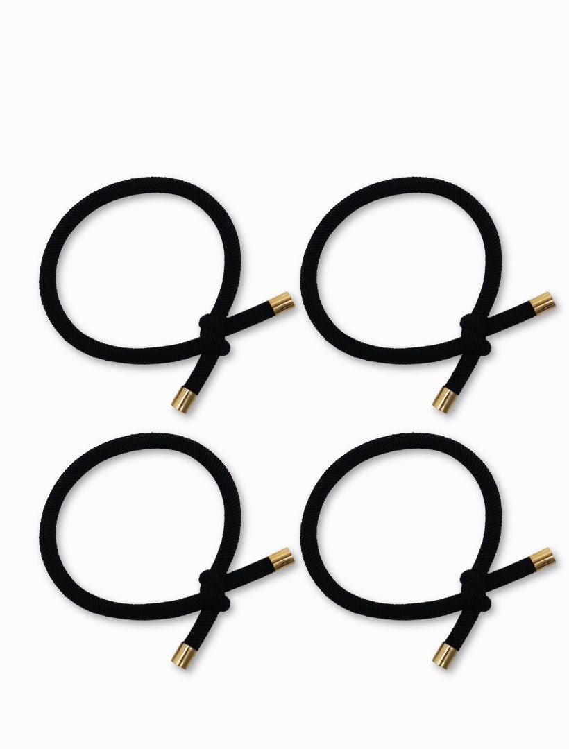 Gold Tip Hair Ties Pack of 4 Black - Zjoosh