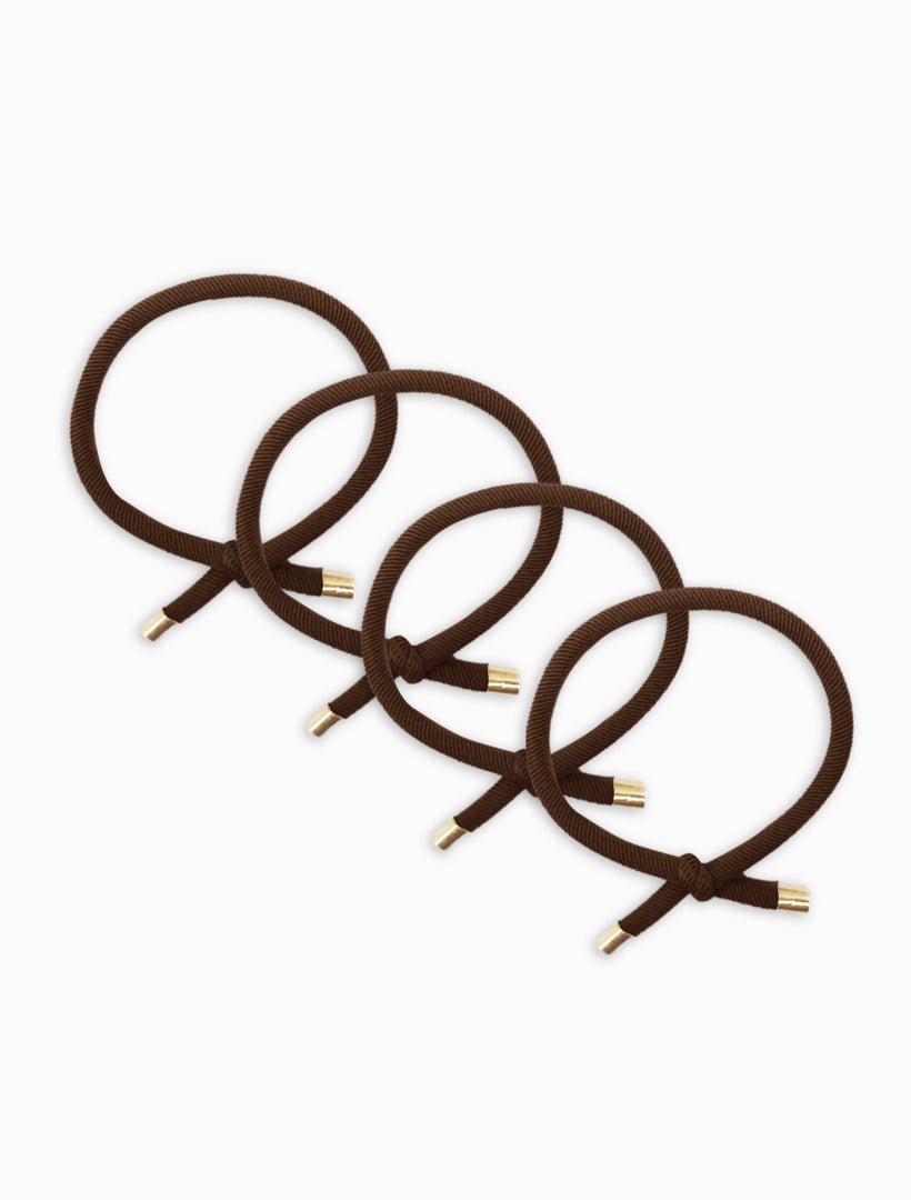 Gold Tip Hair Ties Pack of 4 Brown - Zjoosh