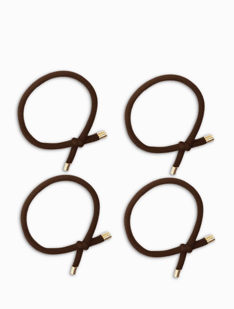 Gold Tip Hair Ties Pack of 4 Brown - Zjoosh