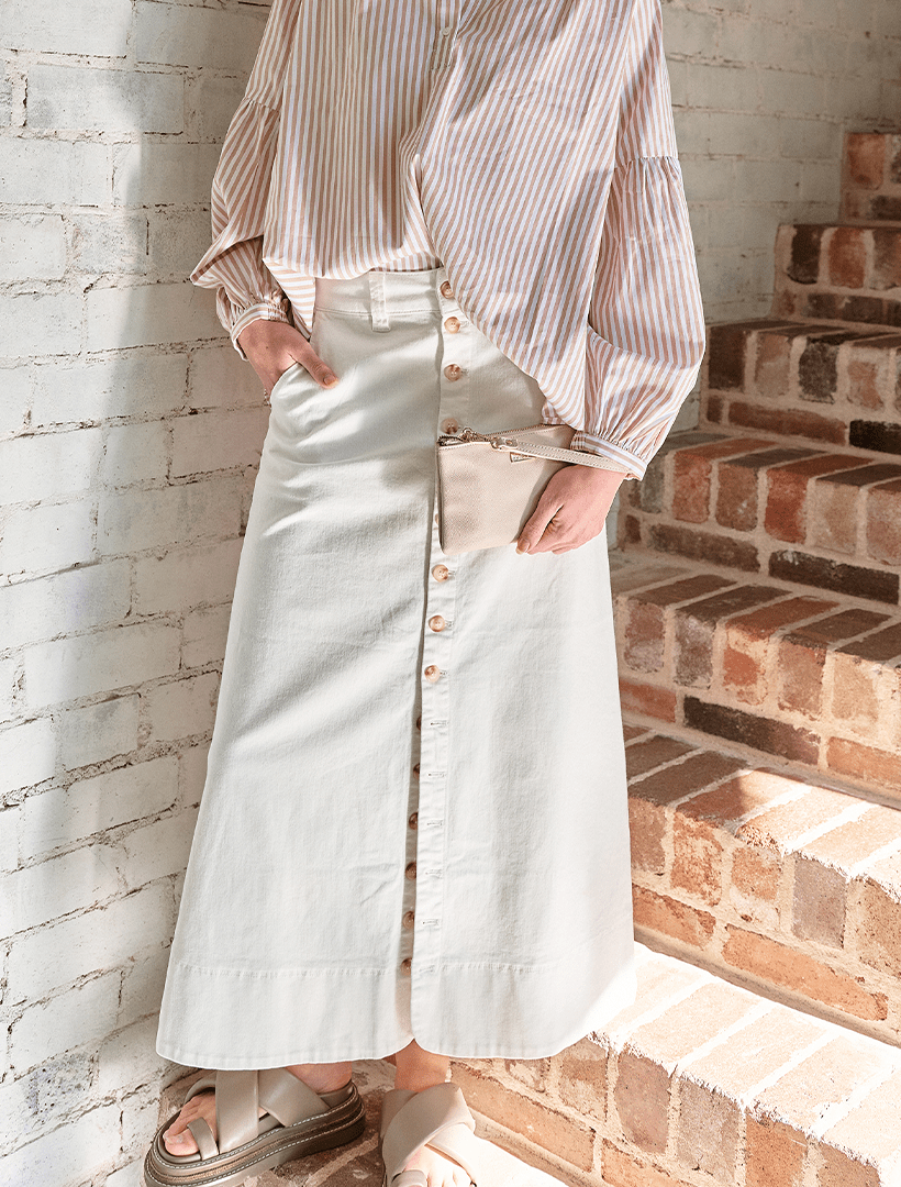 Goldie Denim Skirt White - Zjoosh