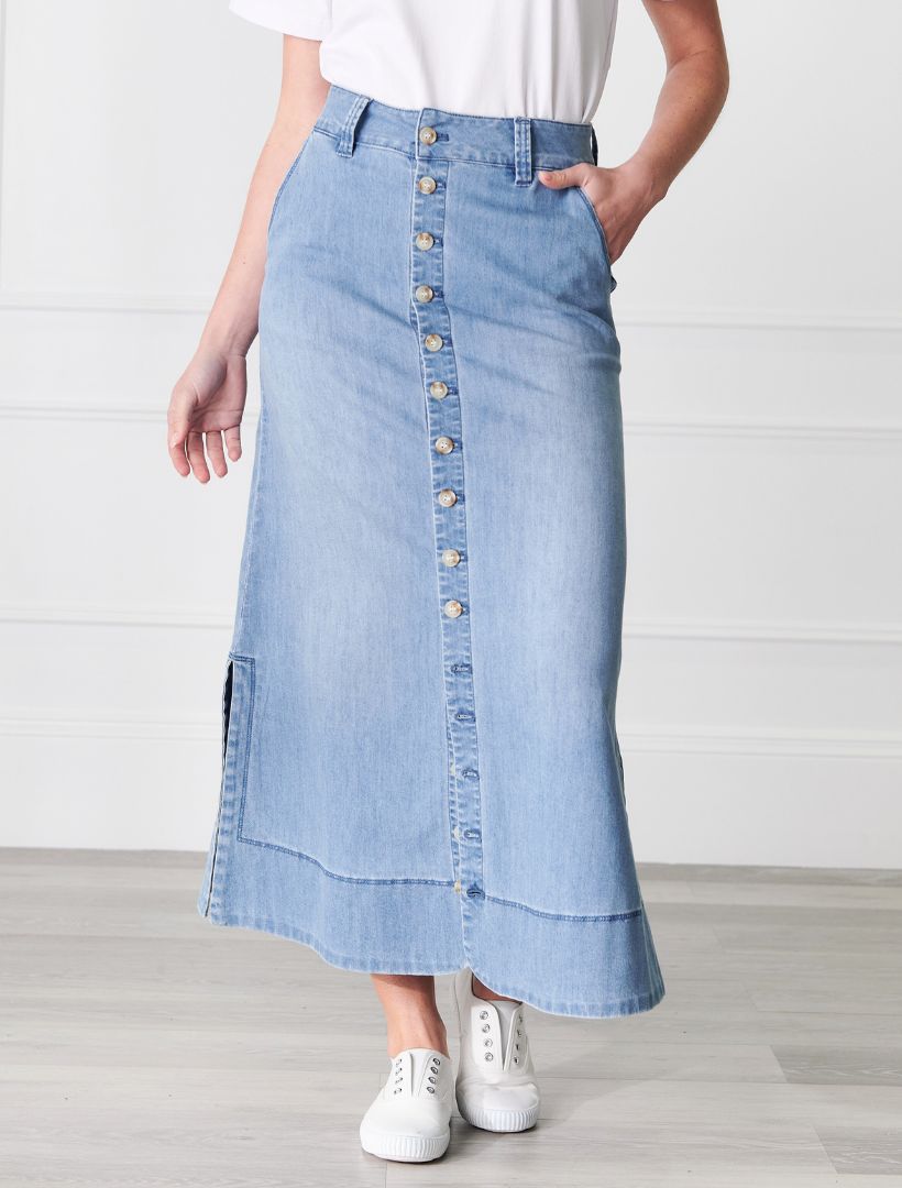 Goldie Summer Wash Denim Skirt - Zjoosh