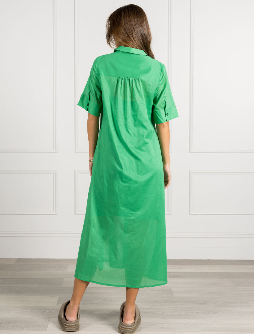 Back view - Green shirt dress