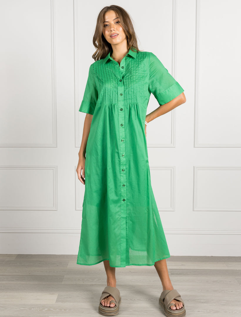 Front view - Green shirt dress