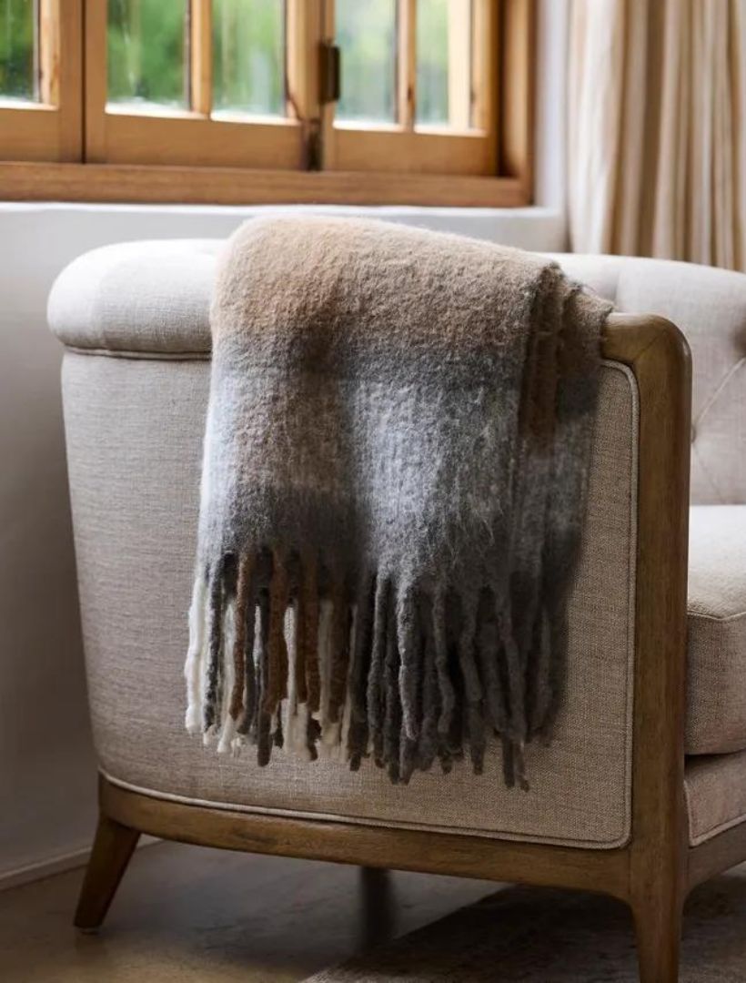 Grey Brown Plaid Tassel Throw - Zjoosh