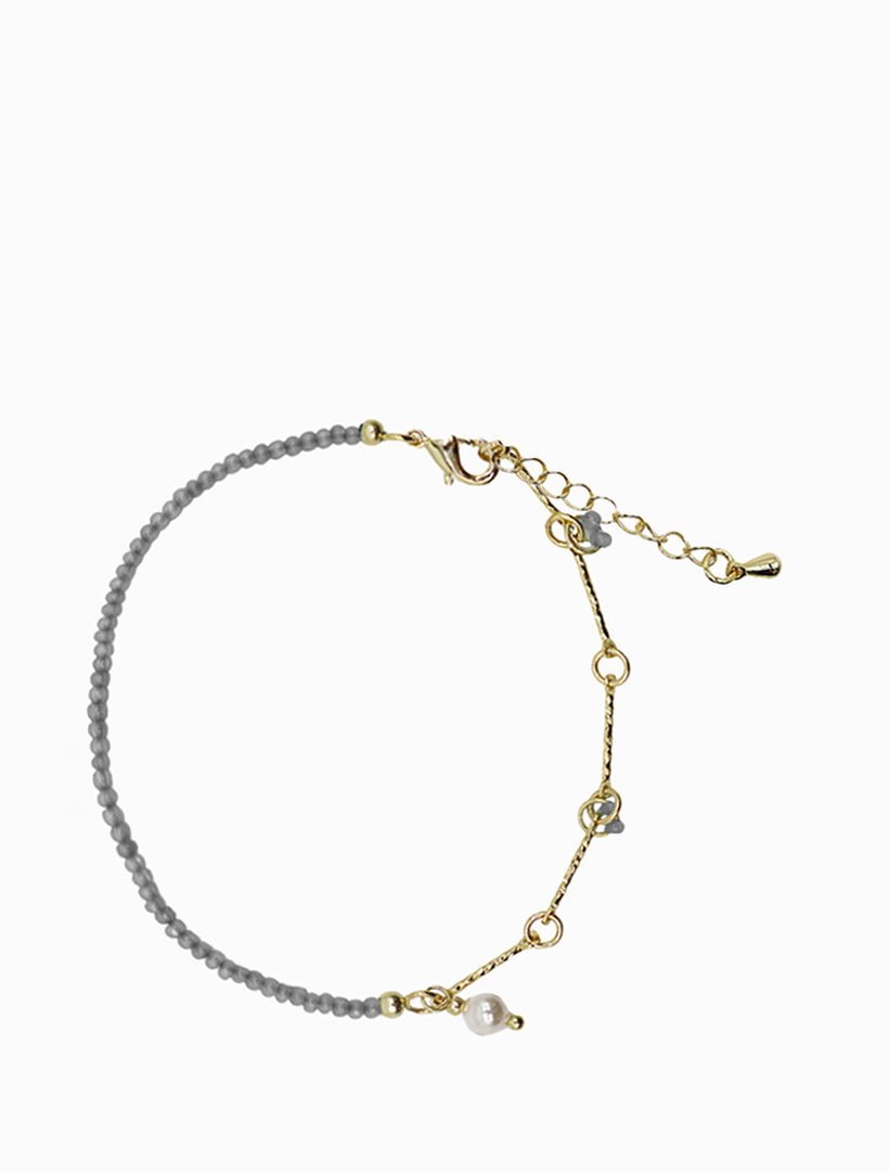 Grey Stone Pearl and Gold Bracelet - Zjoosh