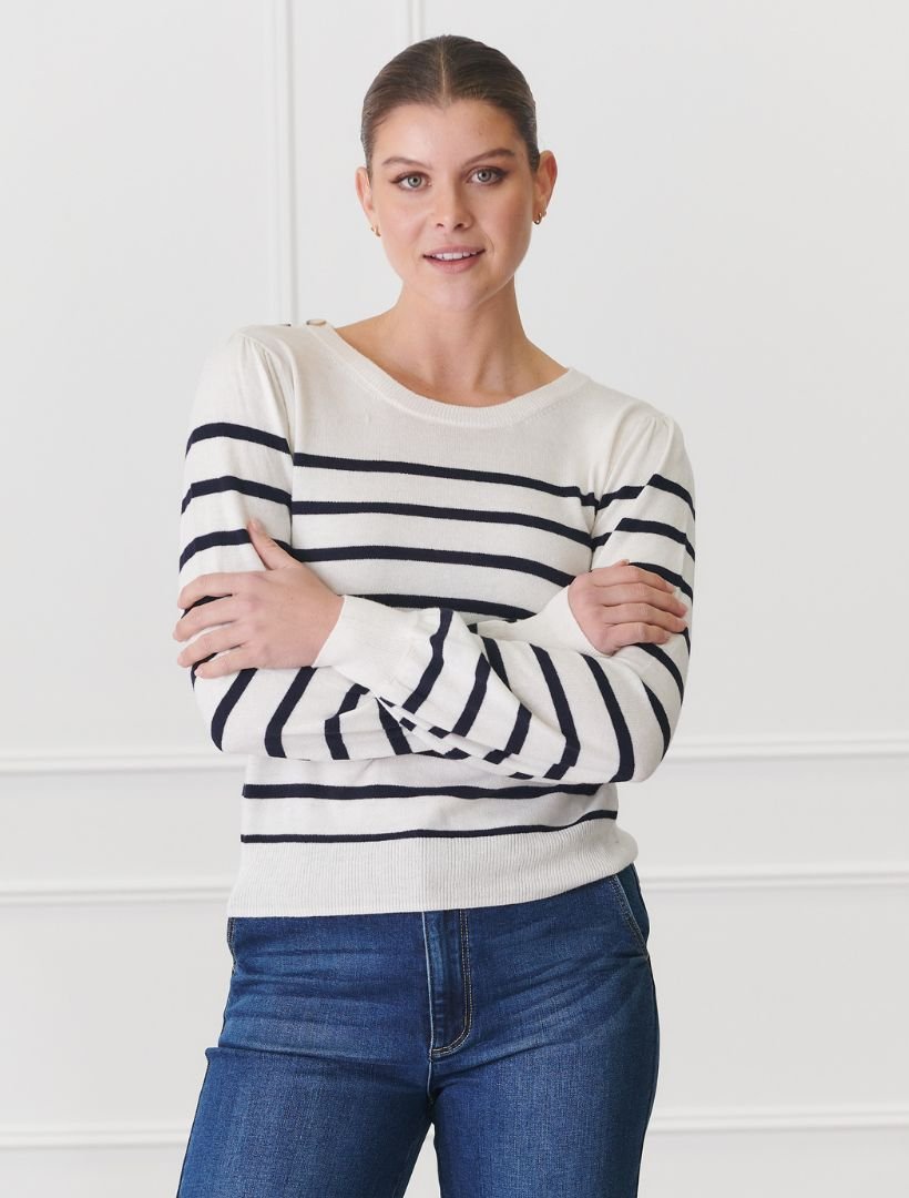 Gwynie Knit Navy White - Zjoosh