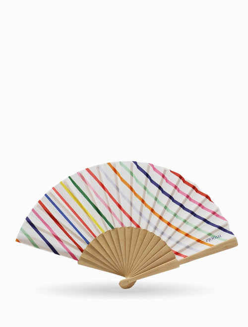Hand Fan Coloured Stripes - Zjoosh