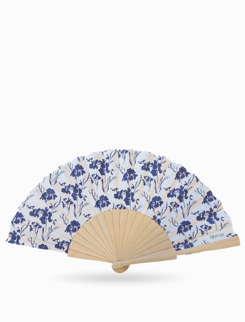 Hand Fan Navy White Floral - Zjoosh