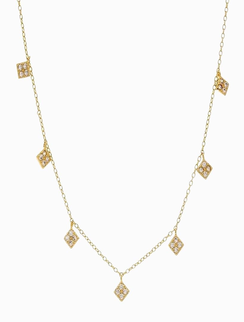 Hanging Cubic Zirconia Diamonds Necklace Gold - Zjoosh