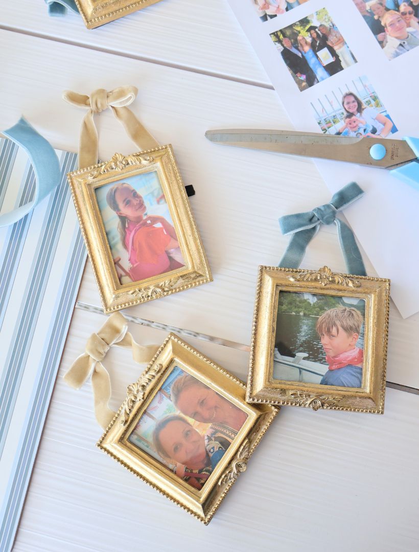 Rectangle Hanging Photo Frame Beige Ribbon