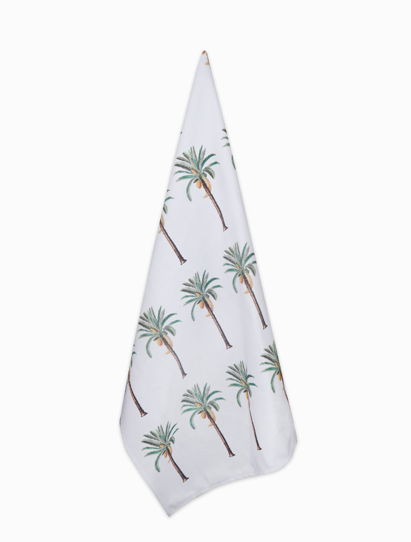 Front view  - Teal towel  palm tree design