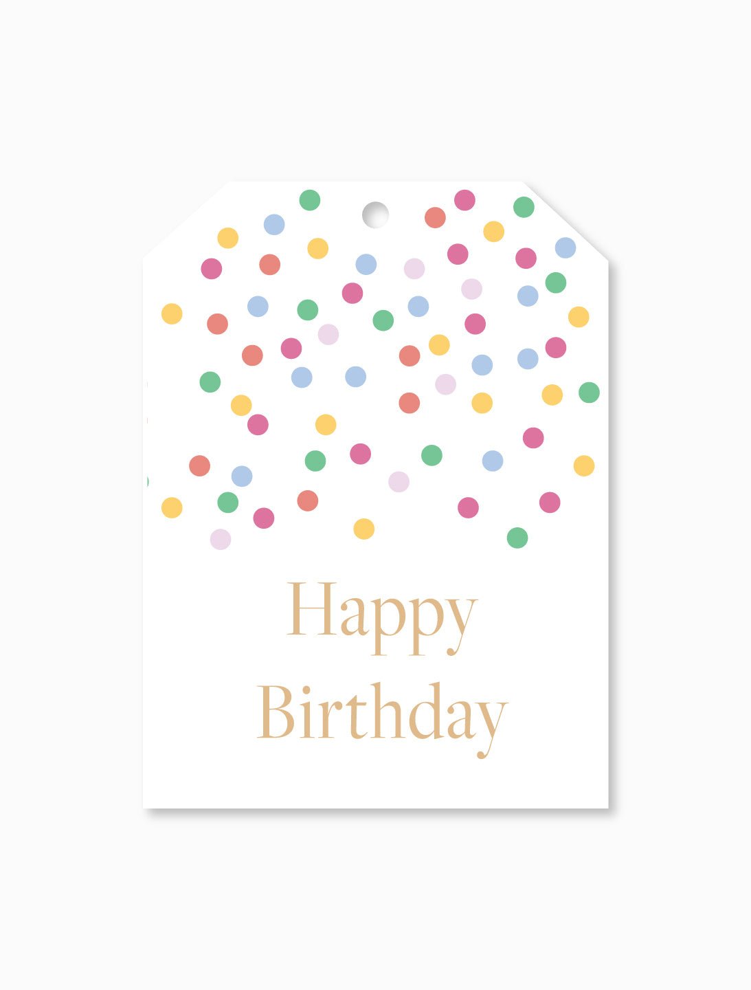 Happy Birthday Confetti Gift Tag White - Zjoosh